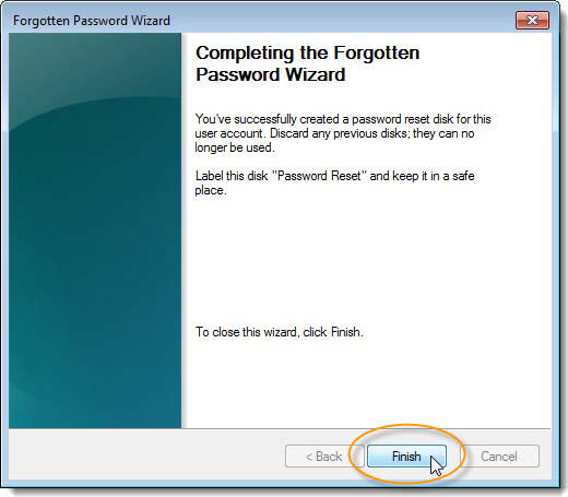 Completing Forgotten Password Wizard Completing Forgotten Password Wizard