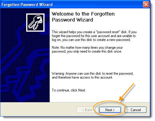 windows xp forgotten password wizard