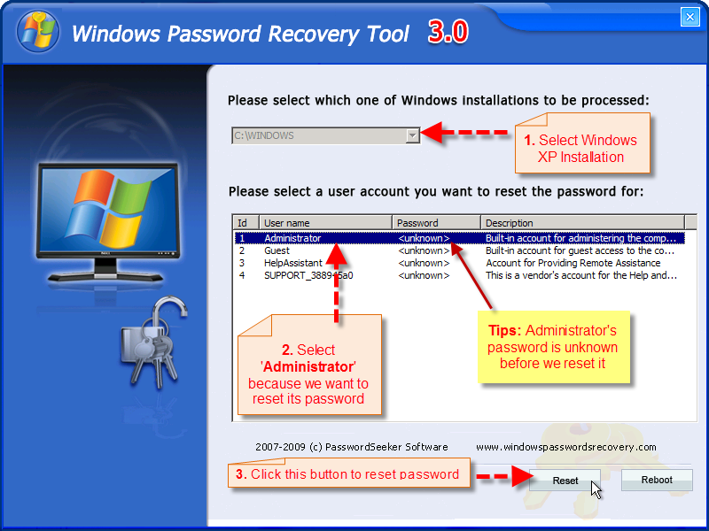 how to change windows xp password if forgotten