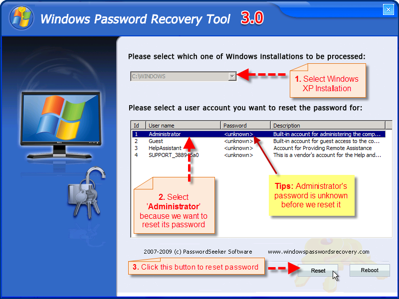 recover forgotten windows xp password