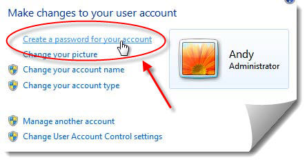 Create a password for your account Create a password for your account