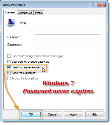 Password never expires