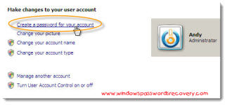 Create password for Vista