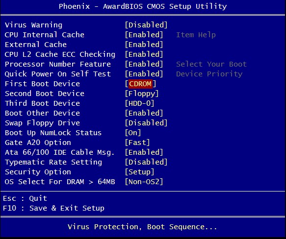 bios setting for cd dvd