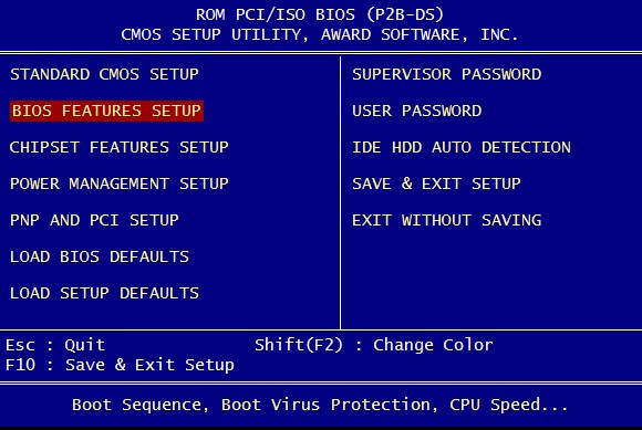 change bios order to boot from cd