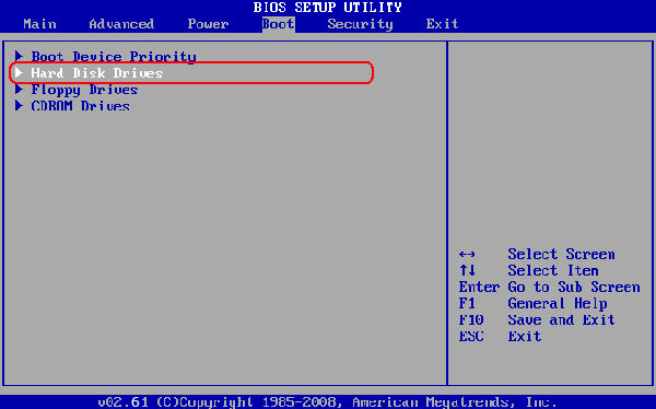 set bios to boot from usb