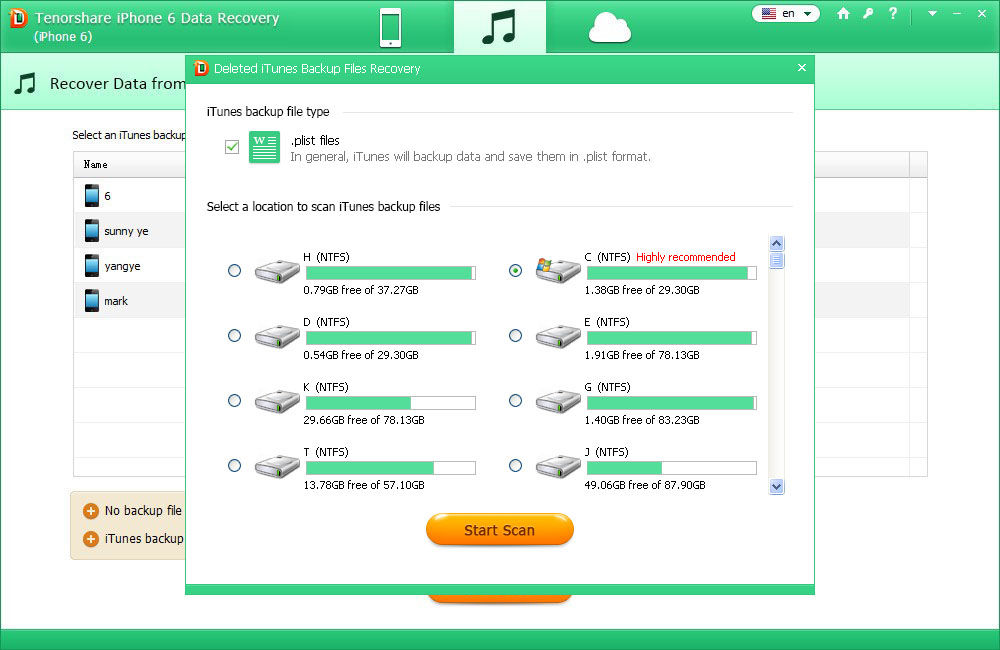 recover iphone from itunes backup