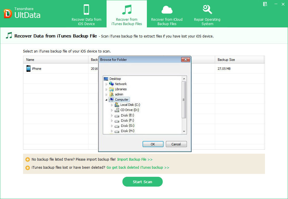 recover iphone from itunes backup