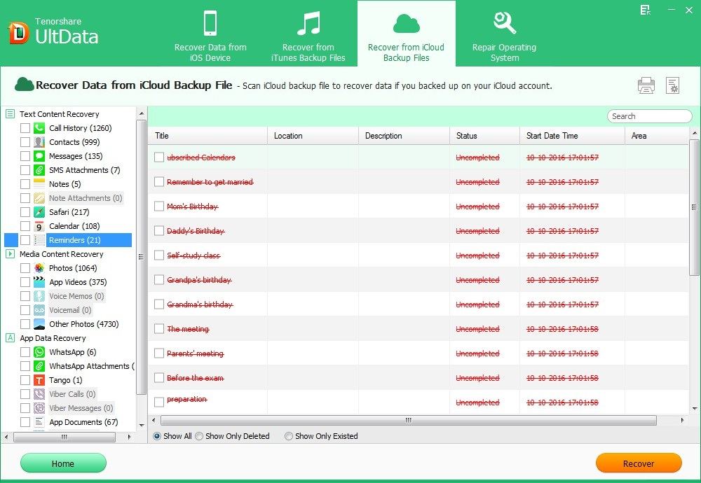 recover reminders from iphone 5