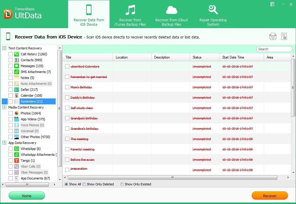 How to Recover Deleted or Lost Reminders from iPhone 5s/5/4s/4