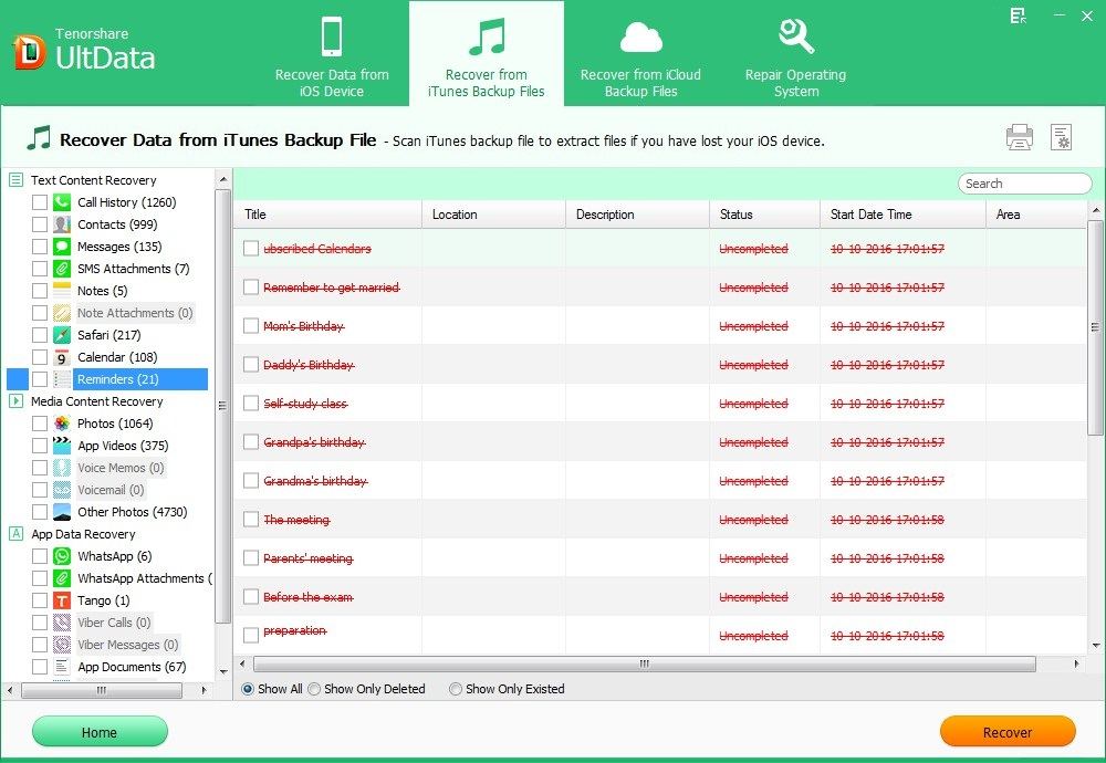 recover reminders from iphone 5