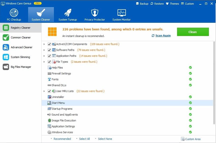 clean registry folders