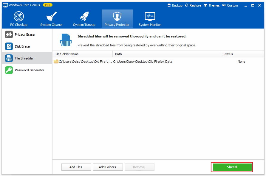 shred files to protect computer privacy