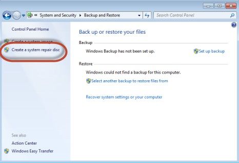 create a system repair disc for windows 7