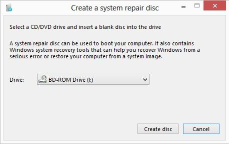 make a system repair disc windows 8