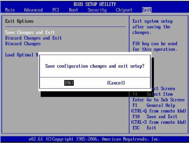 Exit Bios Setting