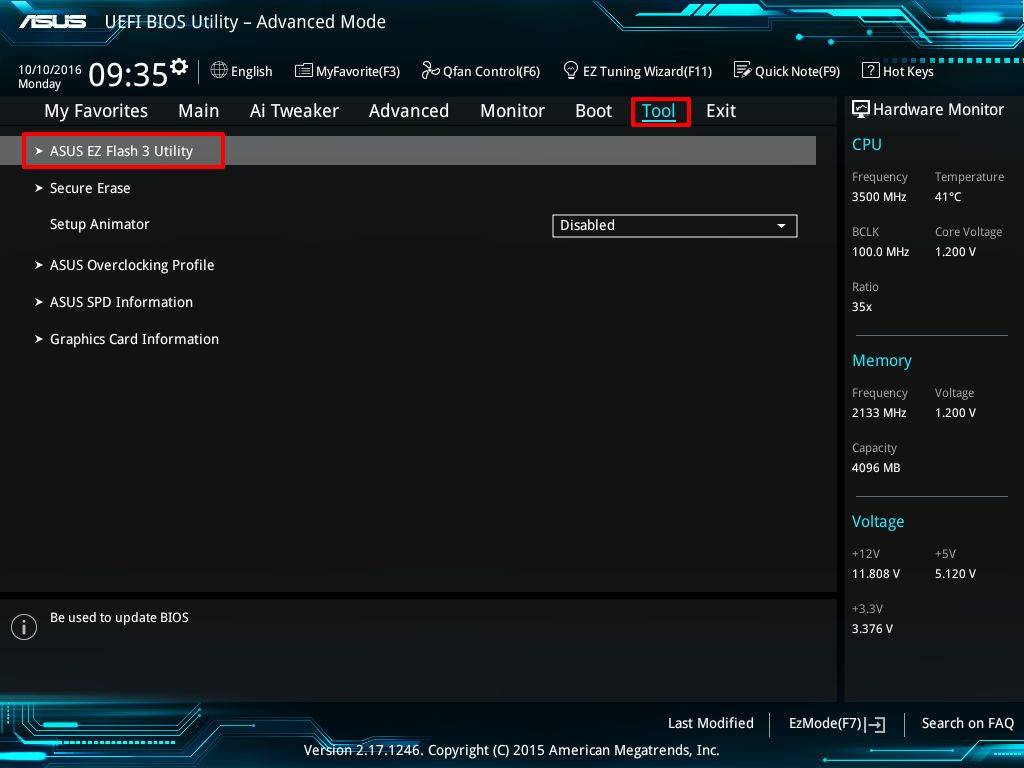 enter ez flash utility on asus