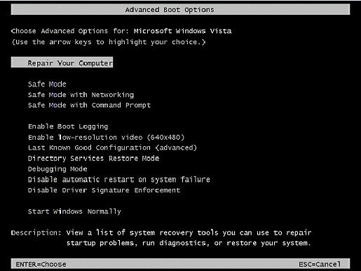 gateway windows vista reset