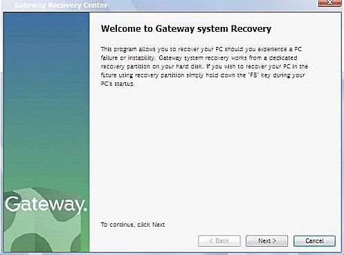 restore gateway laptop/pc back to factory settings