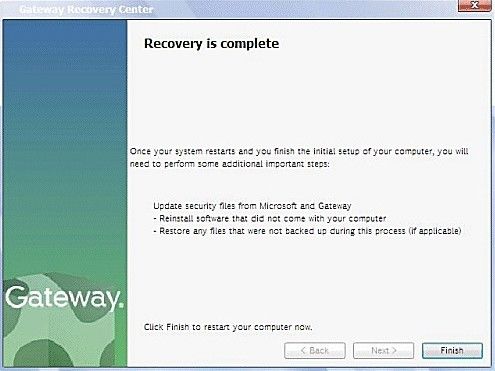 restore gateway laptop to factory default settings without cd