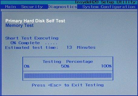 hard drive self test in bios setup