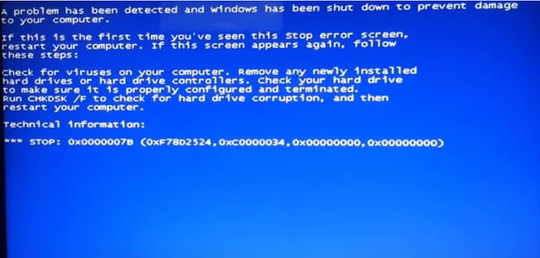 can’t install windows 7 blue screen