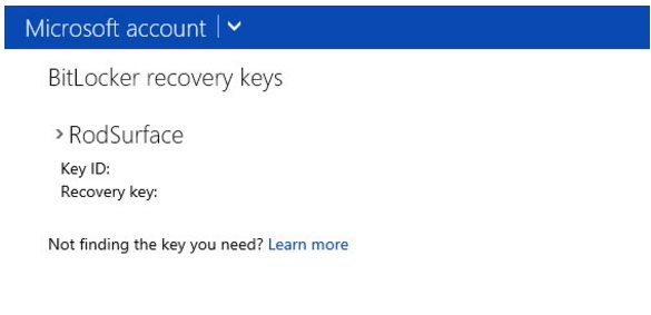 bitlocker recovery key