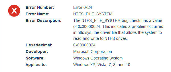 nifs file system error