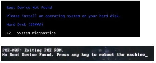 no bootable device found in bios