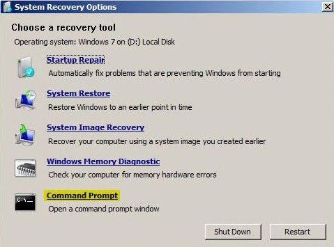 windows 7 operating system not found