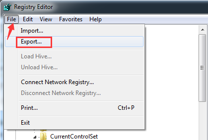 choose the registry key