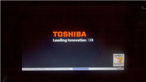 toshiba laptop stuck on toshiba screen
