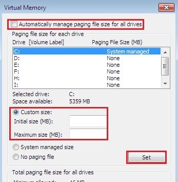 change virtual memory