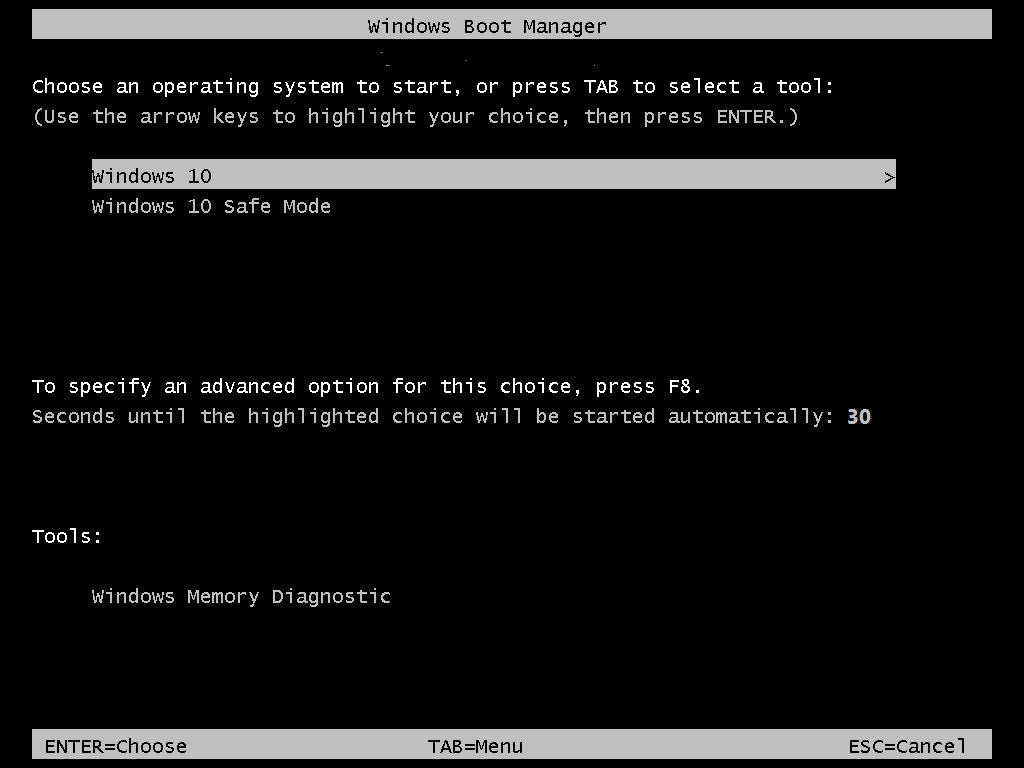 Windows 10 boot manager