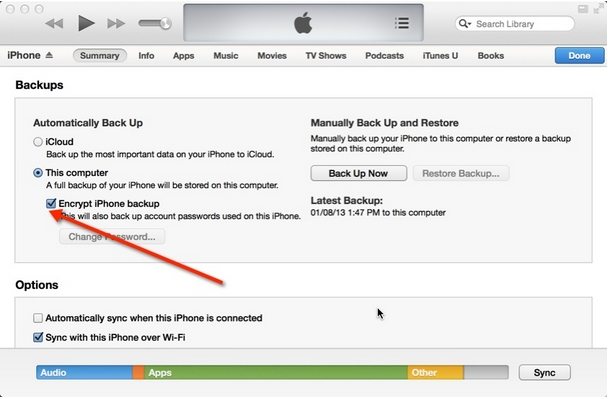 how to change password to unlock iphone backup