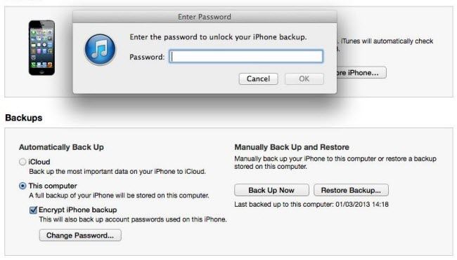 unlock itunes backup file password