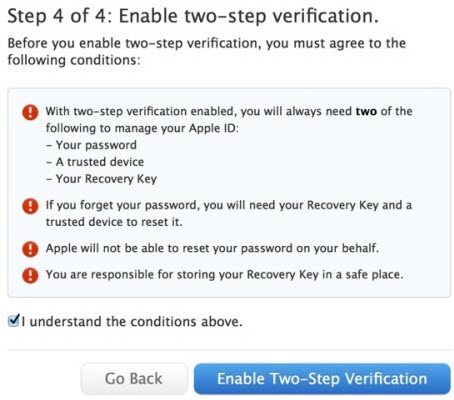 enable two-step verification