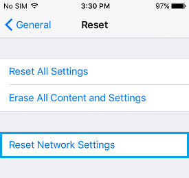 reset network settings on iphone