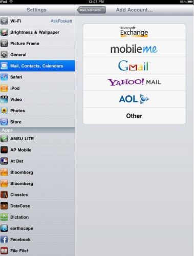 set up microsoft exchange e-mail on ipad