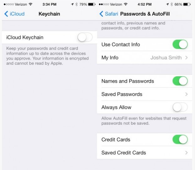 set up icloud keychain on ios 7