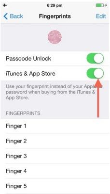 how to use touch id on iphone 5s