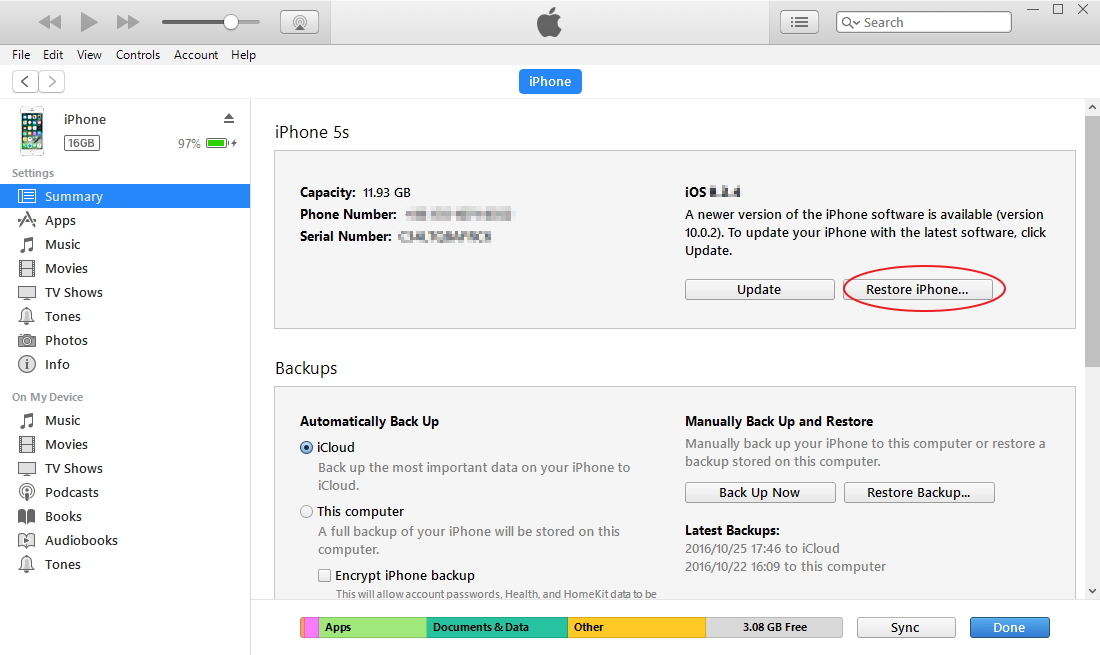 iphone forgot old passcode reset encrypted data