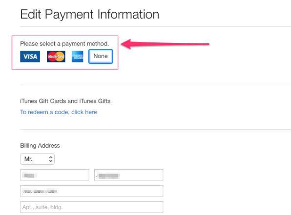 add credit card details on itunes