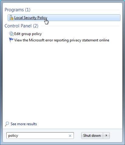 set an audit policy for an account lockout in windows 7