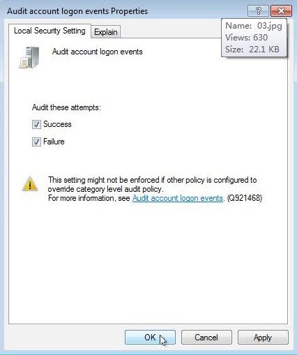 set an audit policy for an account lockout in windows 8