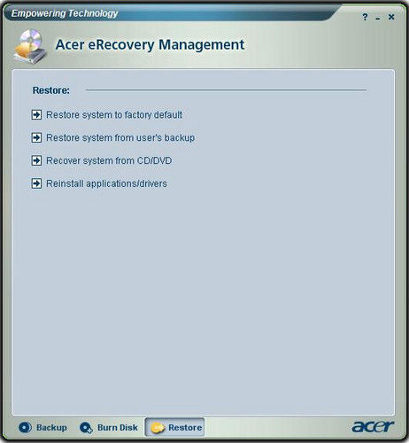 Acer eRecovery Mangement