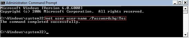prevent user from changing password in windows vista