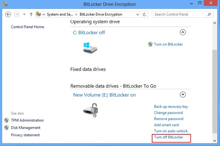 remove bitlocker