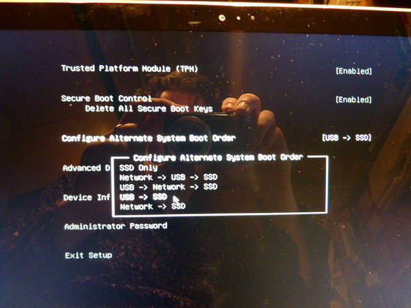 configure boot order as usb first