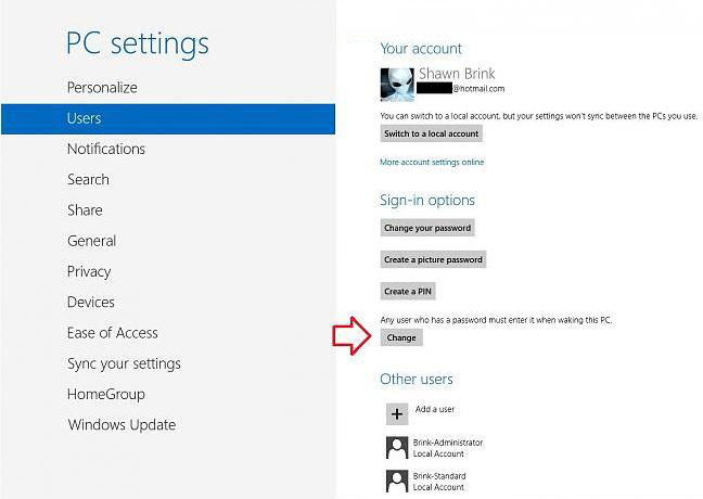 turn off password protection on in windows 8.1